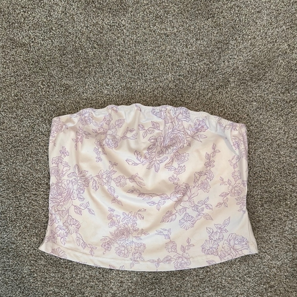 Floral Tube Top in White and Purple